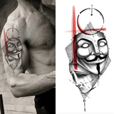 Vendetta Mask  Waterproof Temporary Tattoo