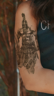Roman Warrior With Shield Waterproof Temporary Tattoo