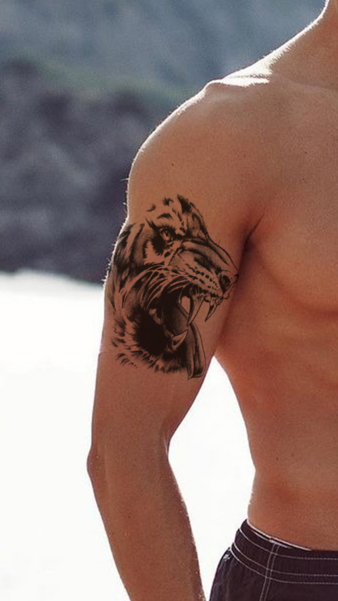 Growling Tiger Waterproof Temporary Tattoo