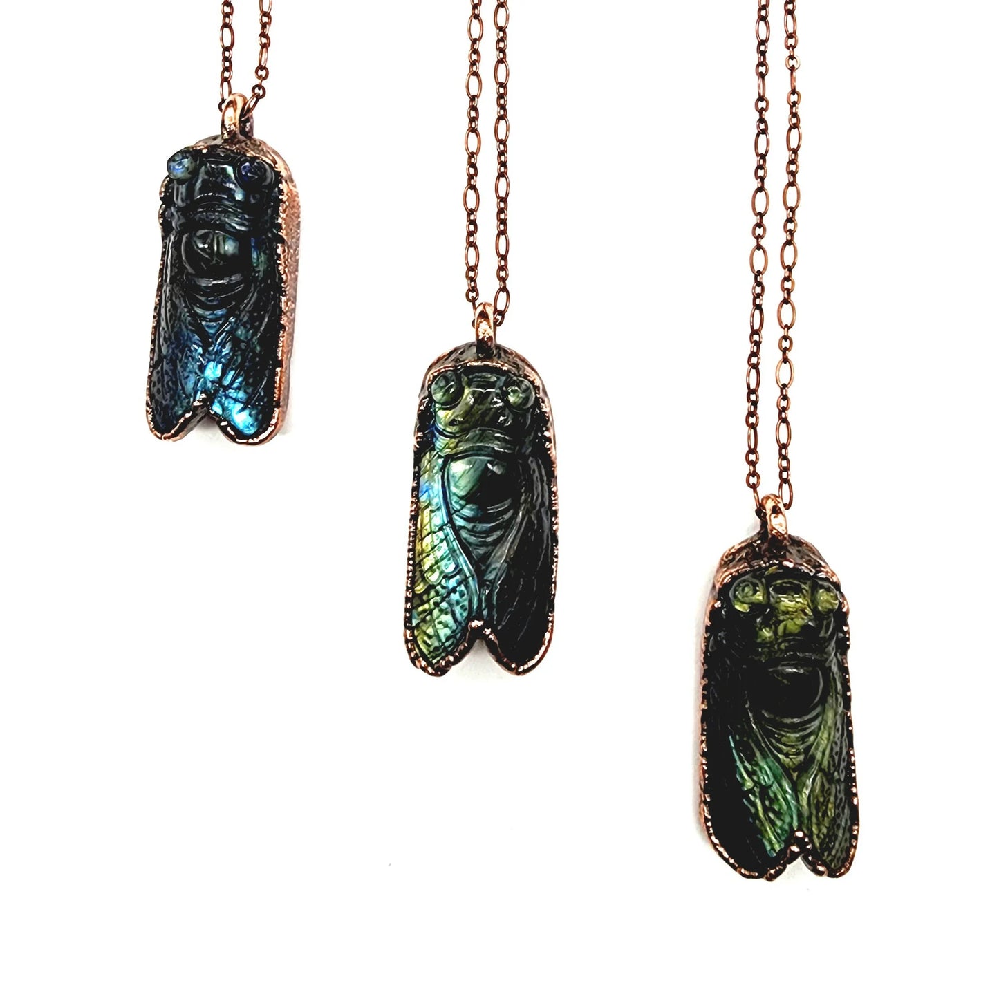 Labradorite Carved Cicada Necklace