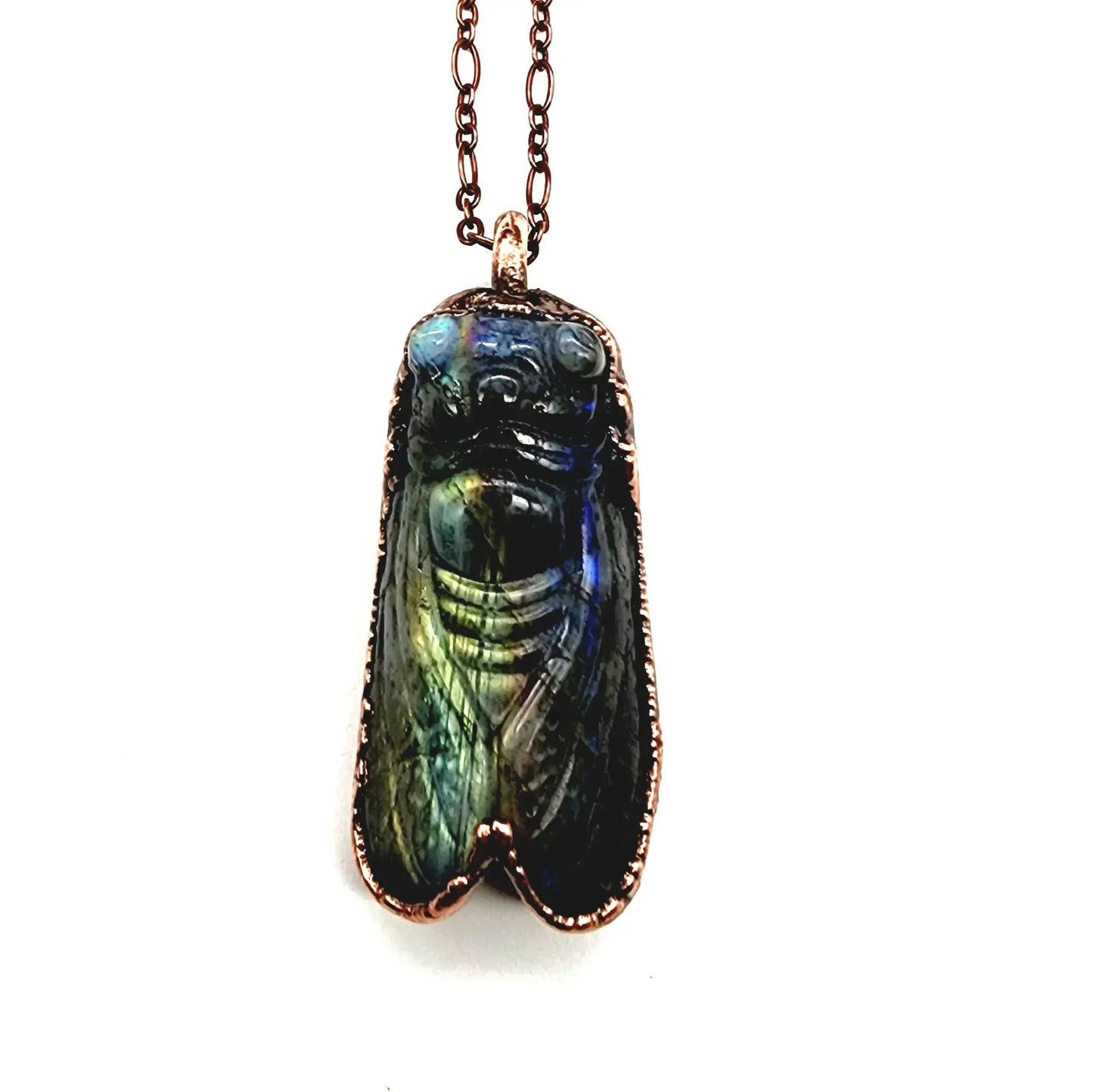 Labradorite Carved Cicada Necklace