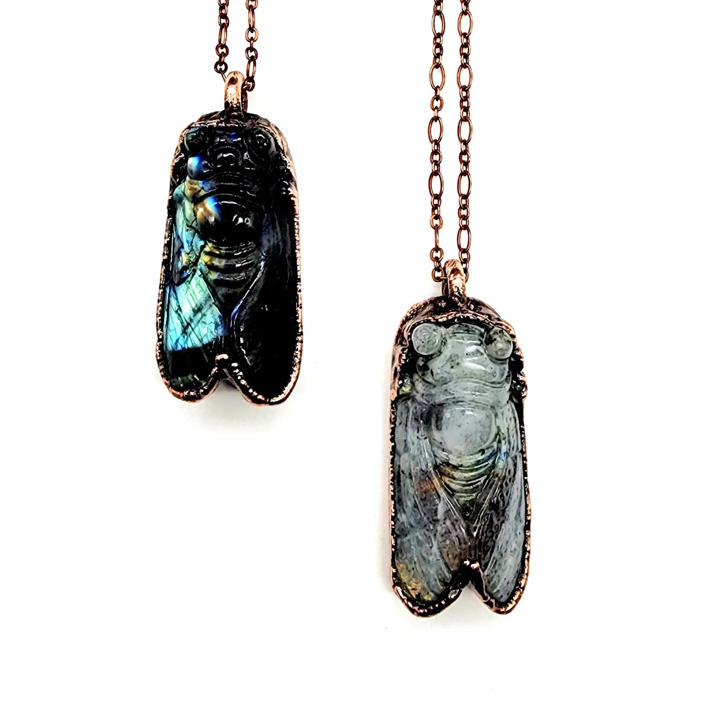 Labradorite Carved Cicada Necklace