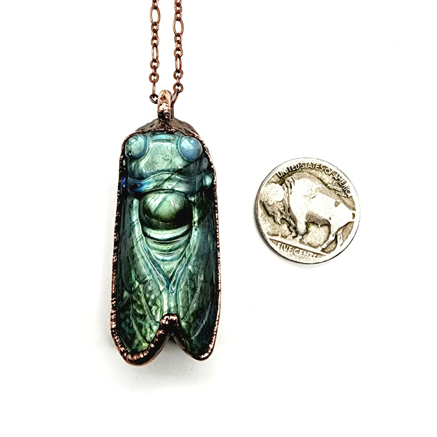 Labradorite Carved Cicada Necklace