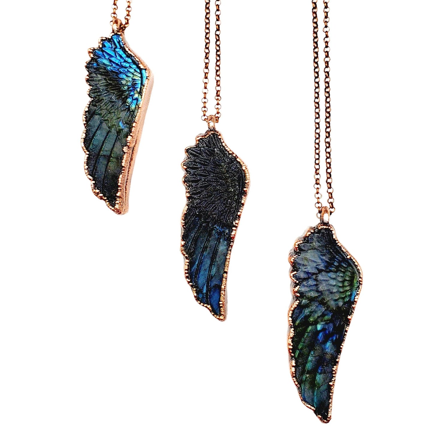 Labradorite Carved Wing Necklace