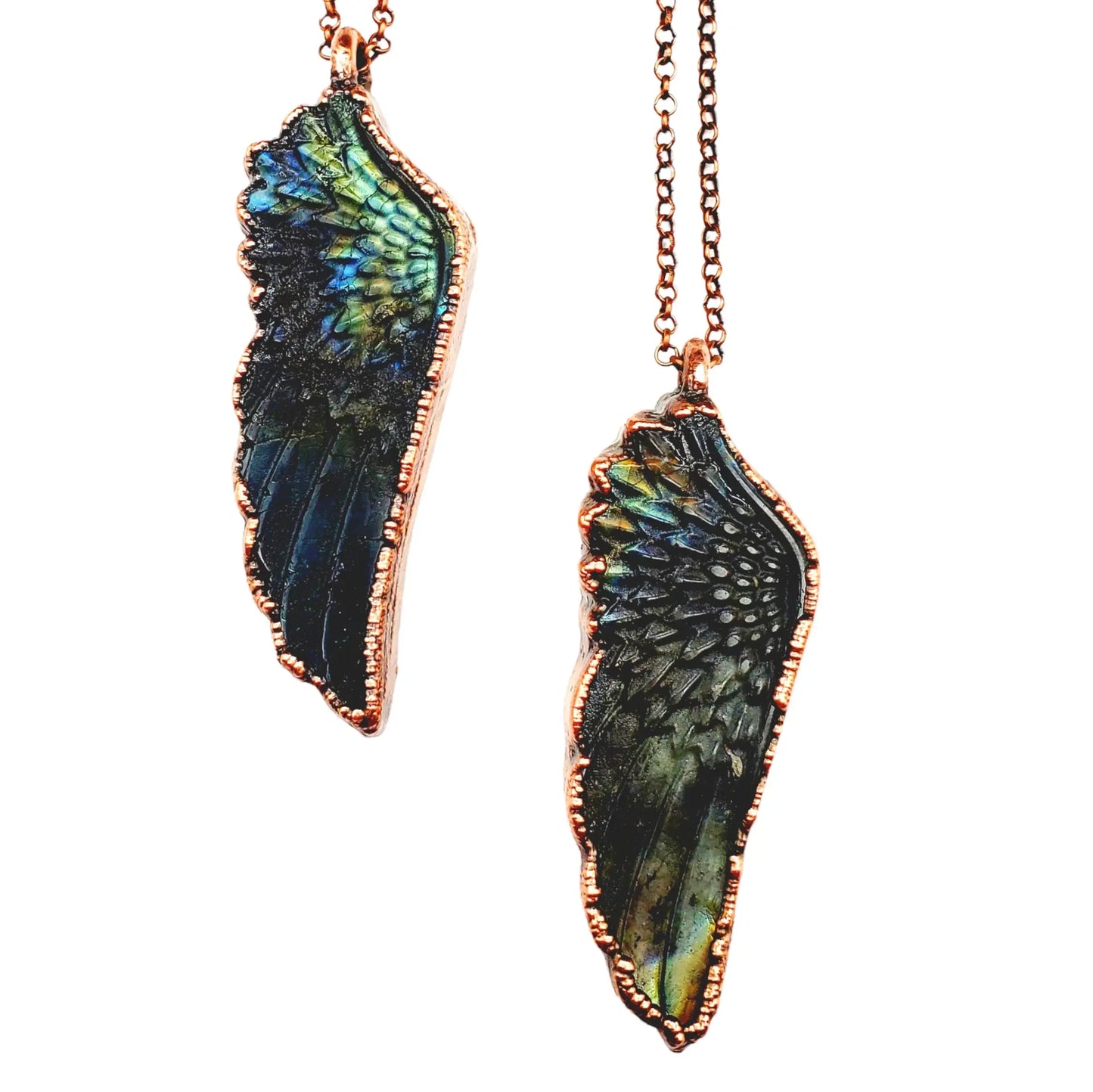 Labradorite Carved Wing Necklace