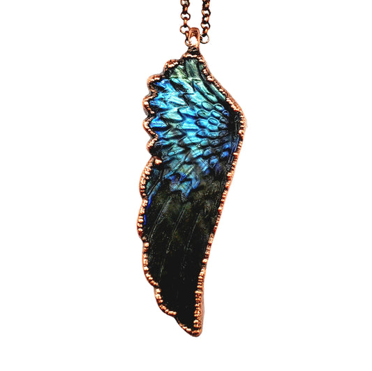 Labradorite Carved Wing Necklace