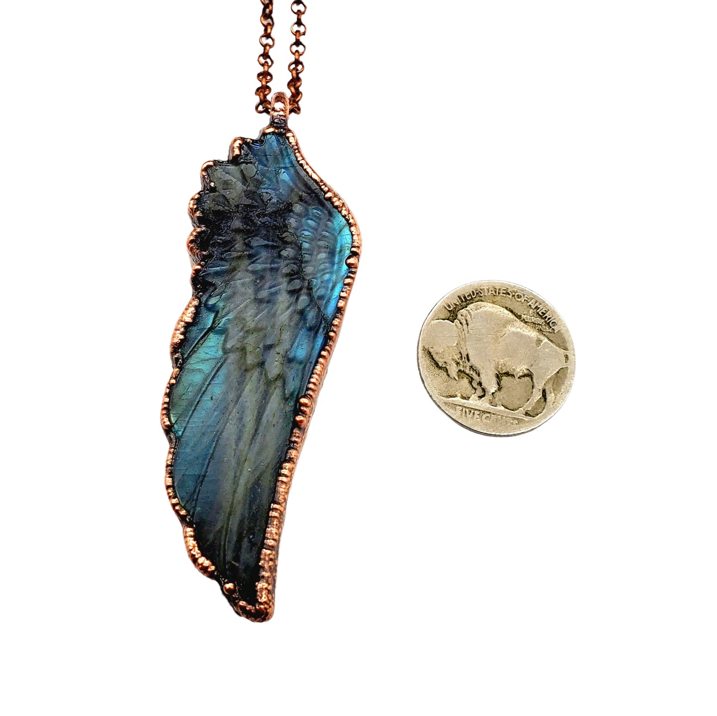 Labradorite Carved Wing Necklace