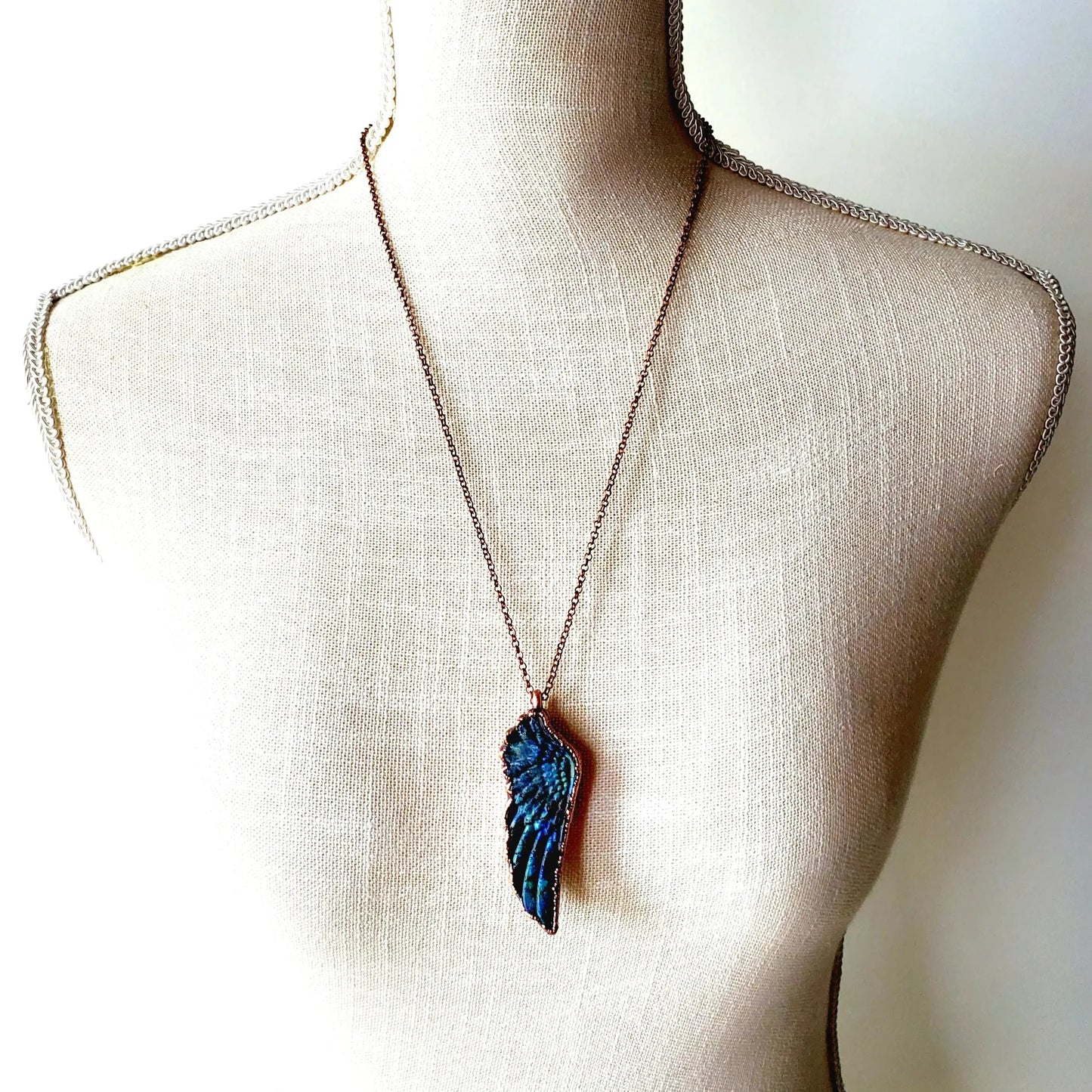 Labradorite Carved Wing Necklace