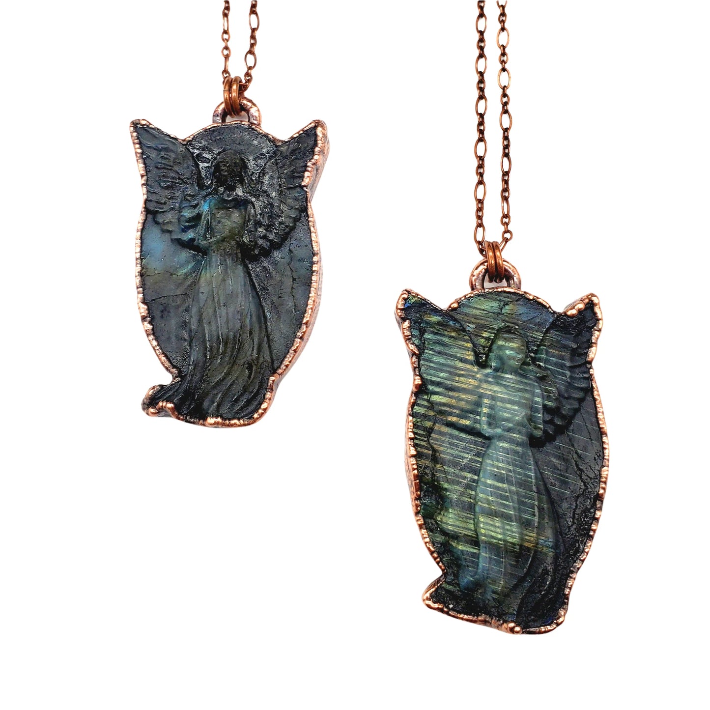 Labradorite Carved Guardian Angel Necklace