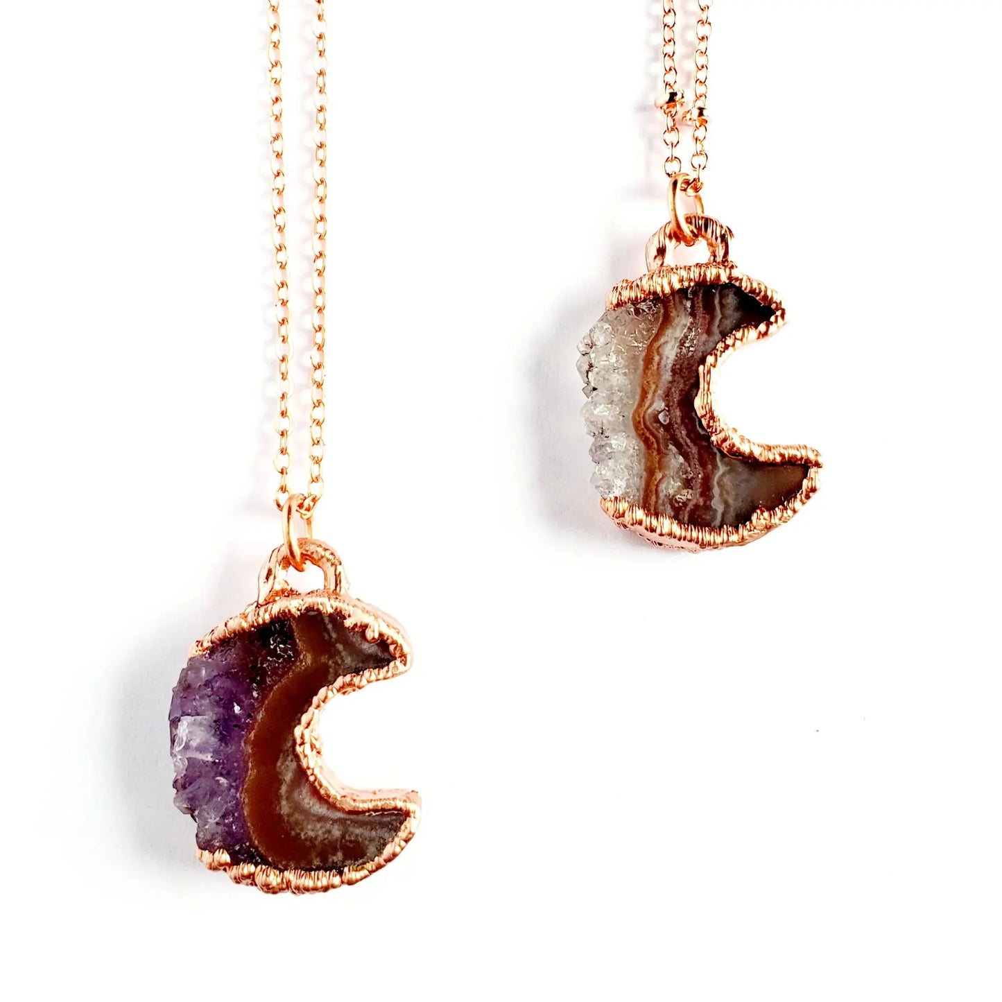 Petite Amethyst & Jasper Crescent Moon Necklace