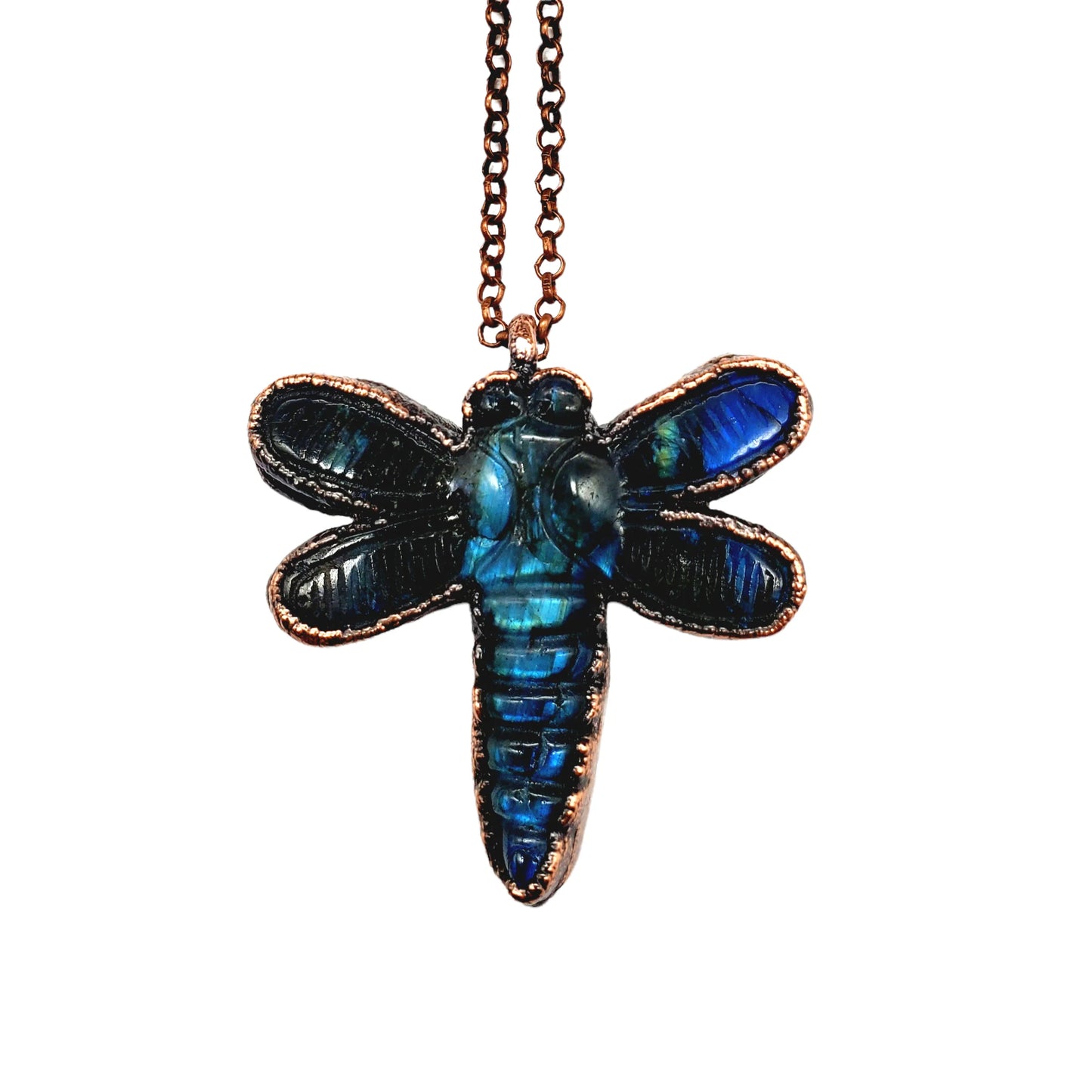 Labradorite Carved Dragonfly Necklace