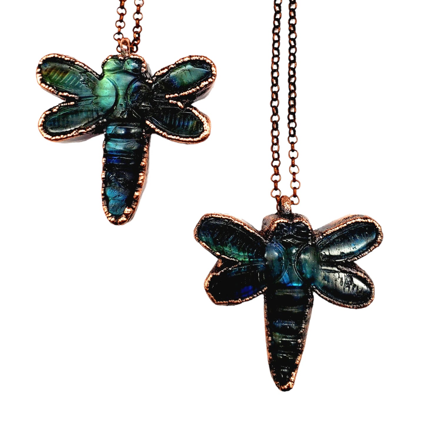 Labradorite Carved Dragonfly Necklace