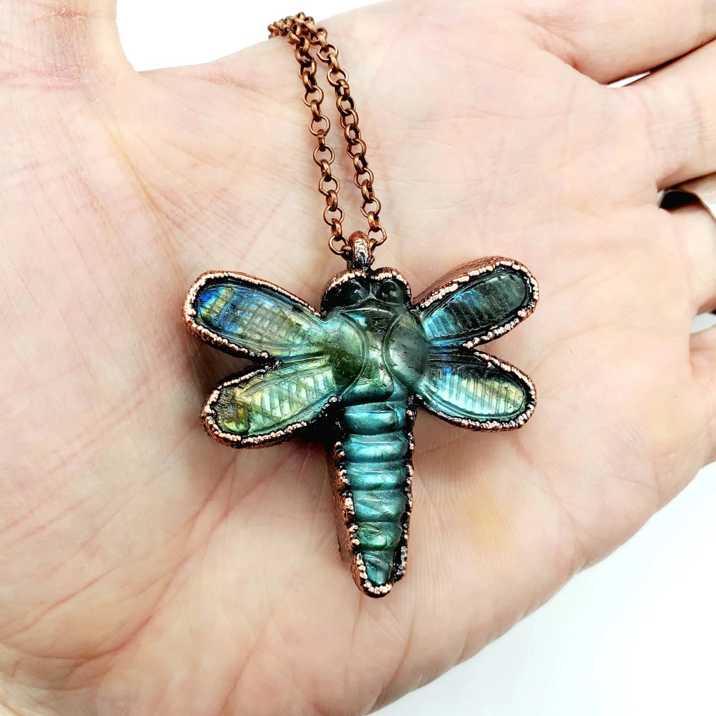 Labradorite Carved Dragonfly Necklace