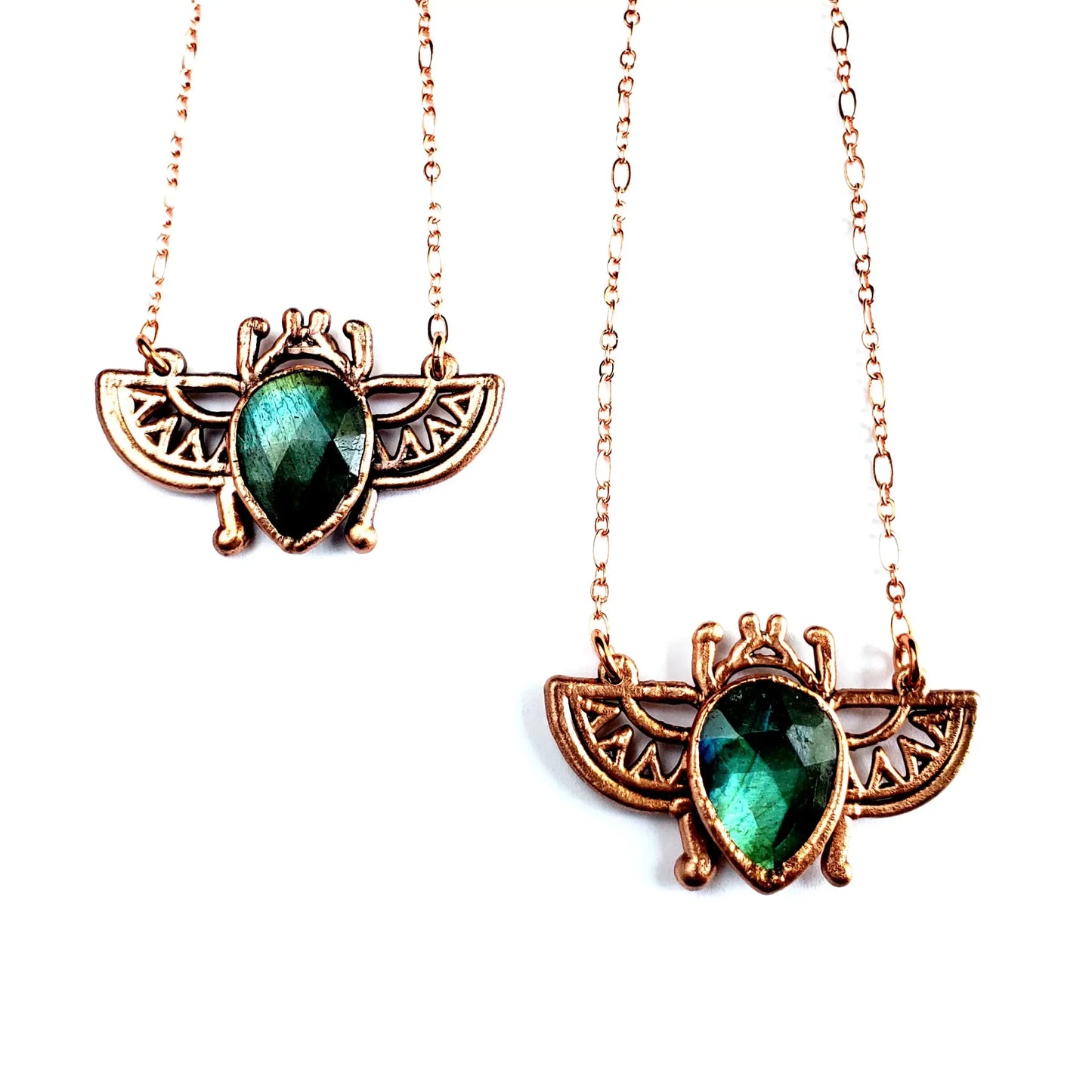 Labradorite Egyptian Scarab Beetle Necklace