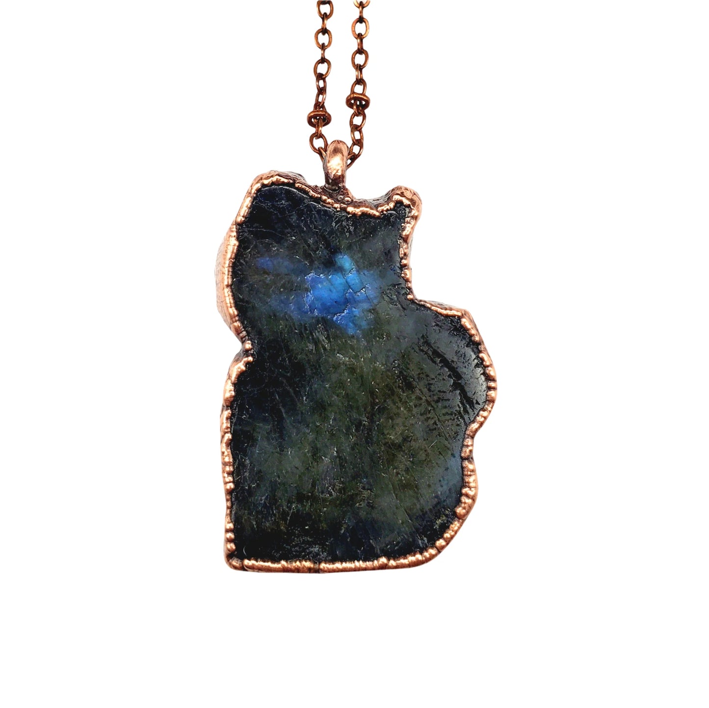 Labradorite Carved Kitten Necklace