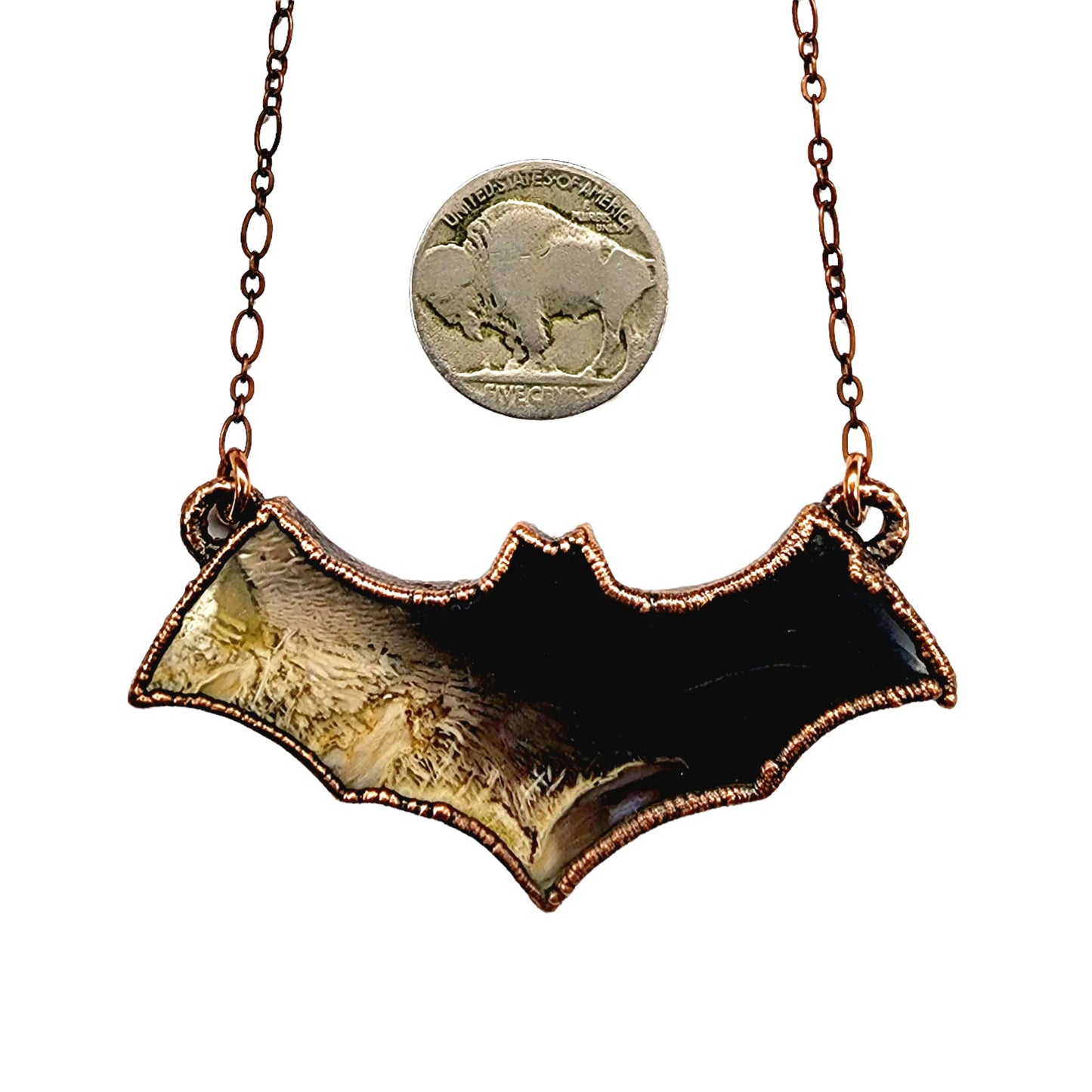 Fossilized Palm Wood Bat Necklace