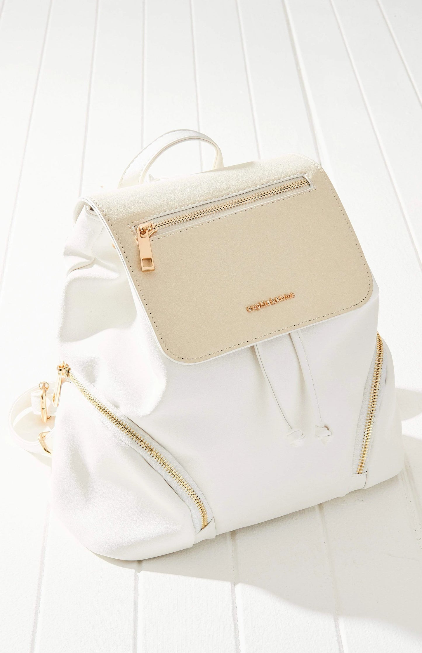 Vegan Leather Suede Satchel Backpack (WHITE)