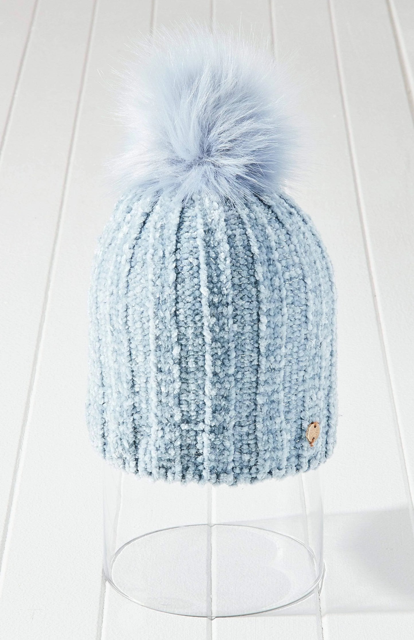 Vegan Faux Fur Supersoft Chenille Pom Beanie Hat