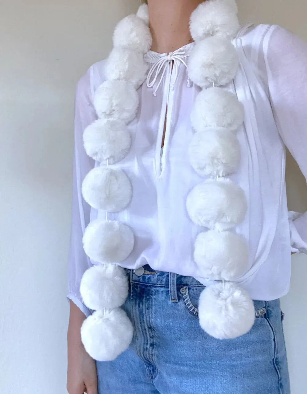 Vegan Faux Fur Pom Scarf