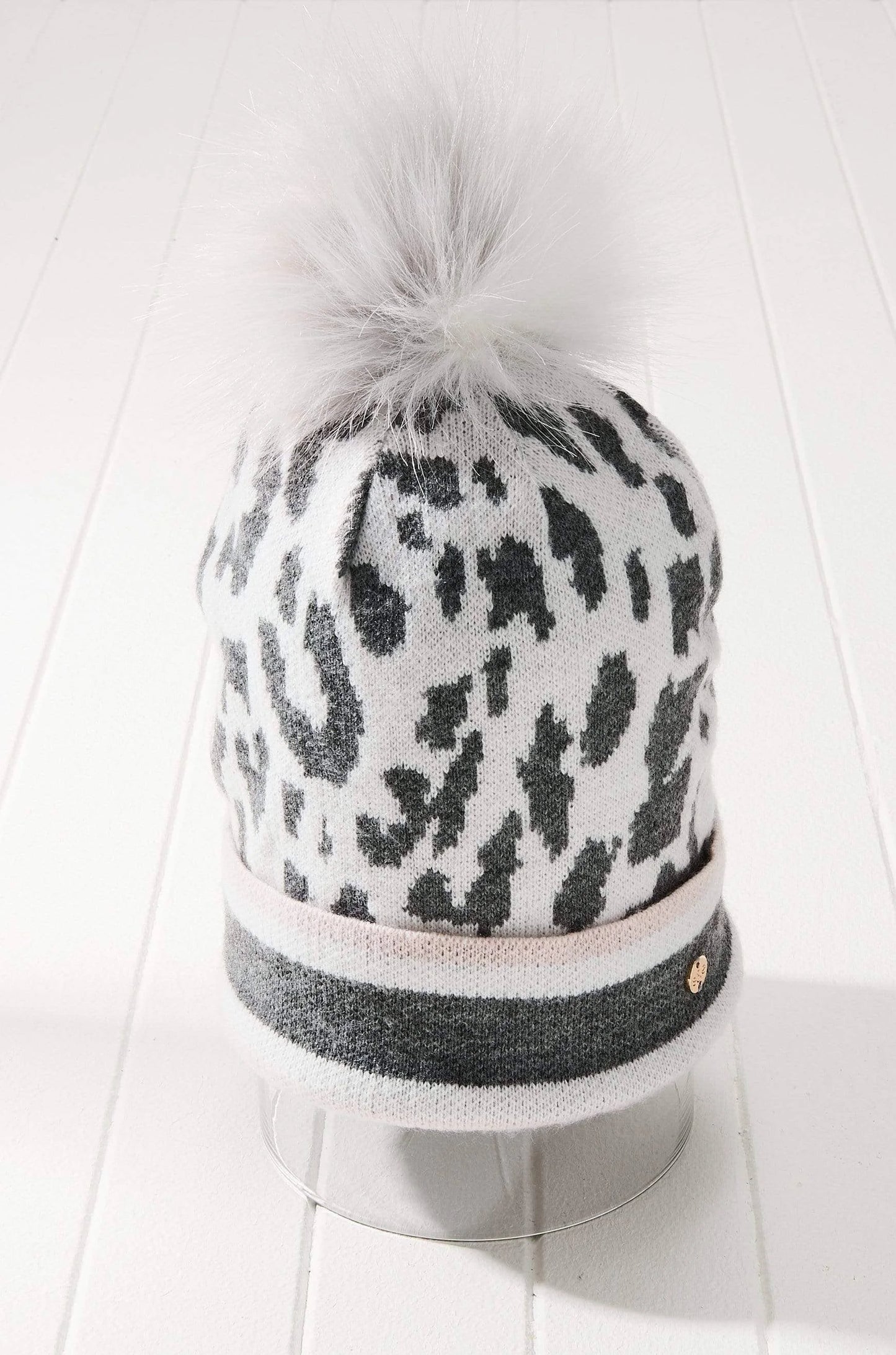 Vegan Faux Fur Leopard Print Beanie