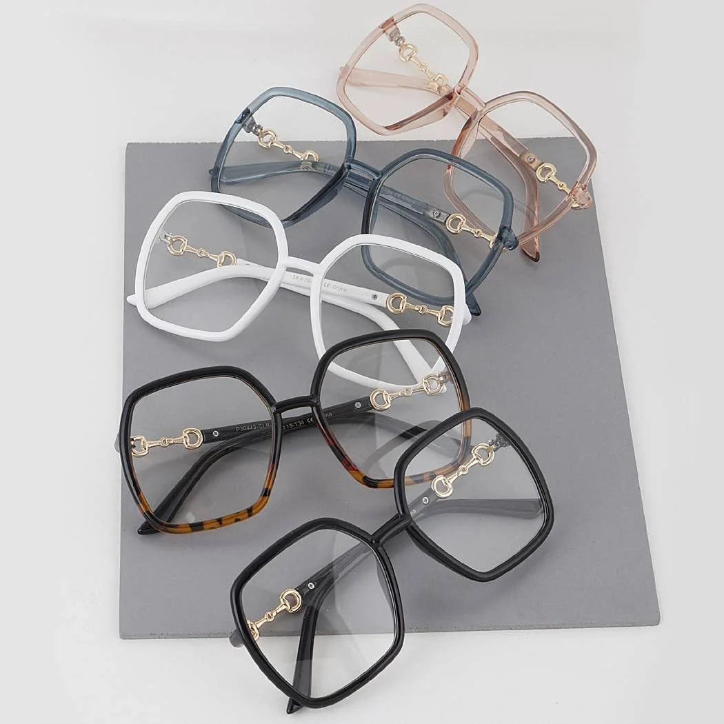 Chain Link Detailed Square Glasses