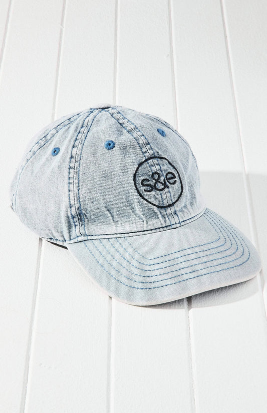 Vintage Washed Denim Baseball Cap - Byron Blue