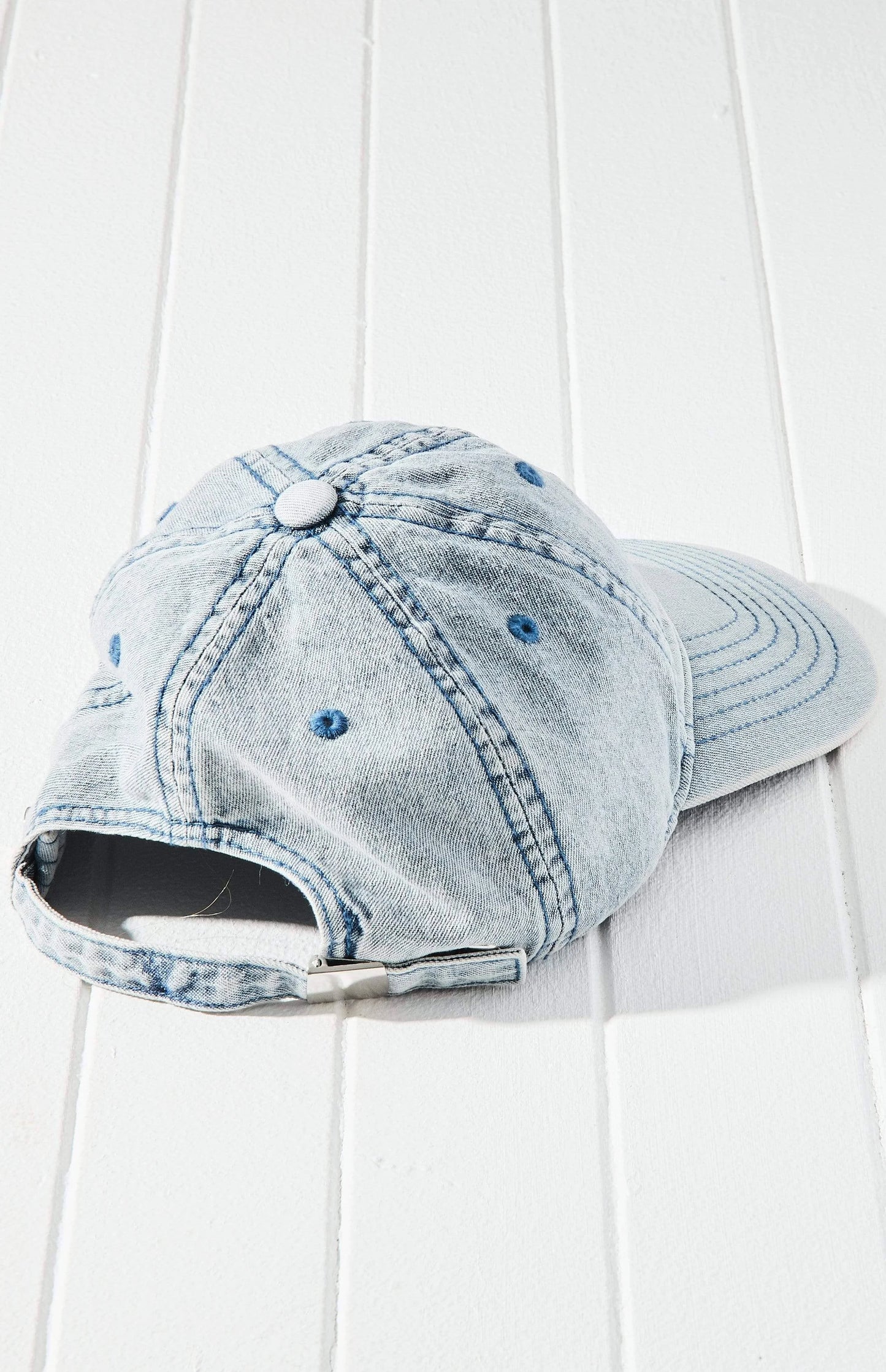 Vintage Washed Denim Baseball Cap - Byron Blue