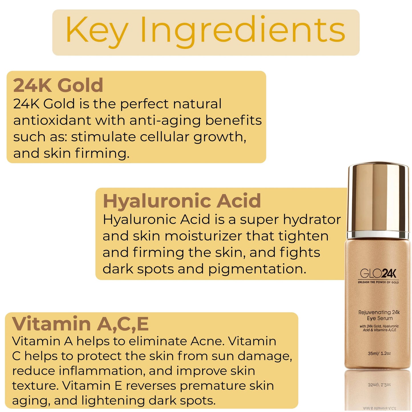 Rejuvenating 24k Eye Serum-with 24k Gold & Hyaluronic Acid