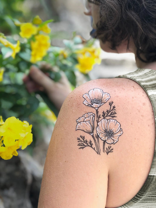 Golden Poppy Temporary Tattoo