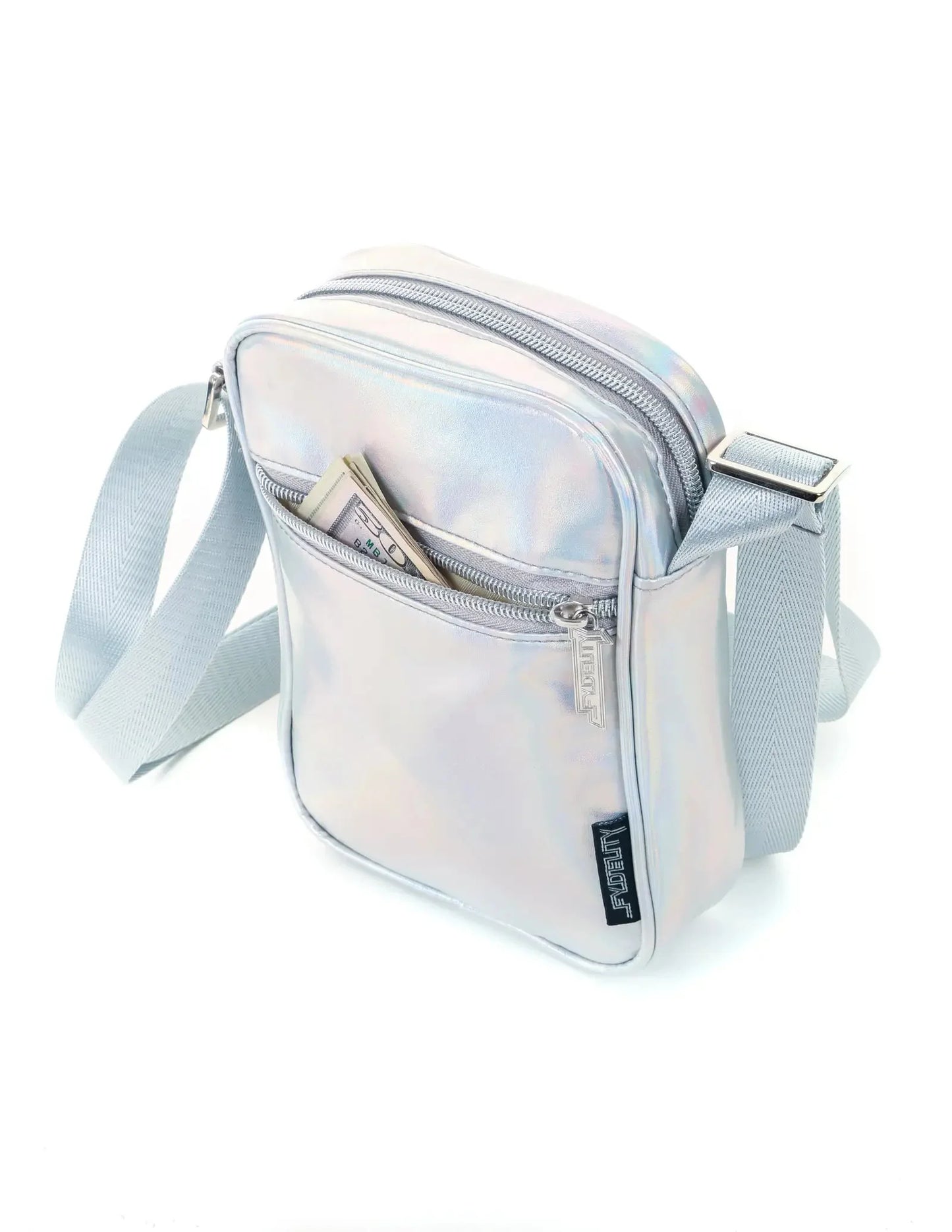 Brick Bag | Festival Crossbody Sidekick Sling | Metallic LASER Silver