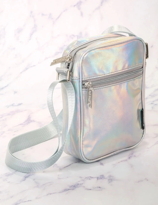 Brick Bag | Festival Crossbody Sidekick Sling | Metallic LASER Silver