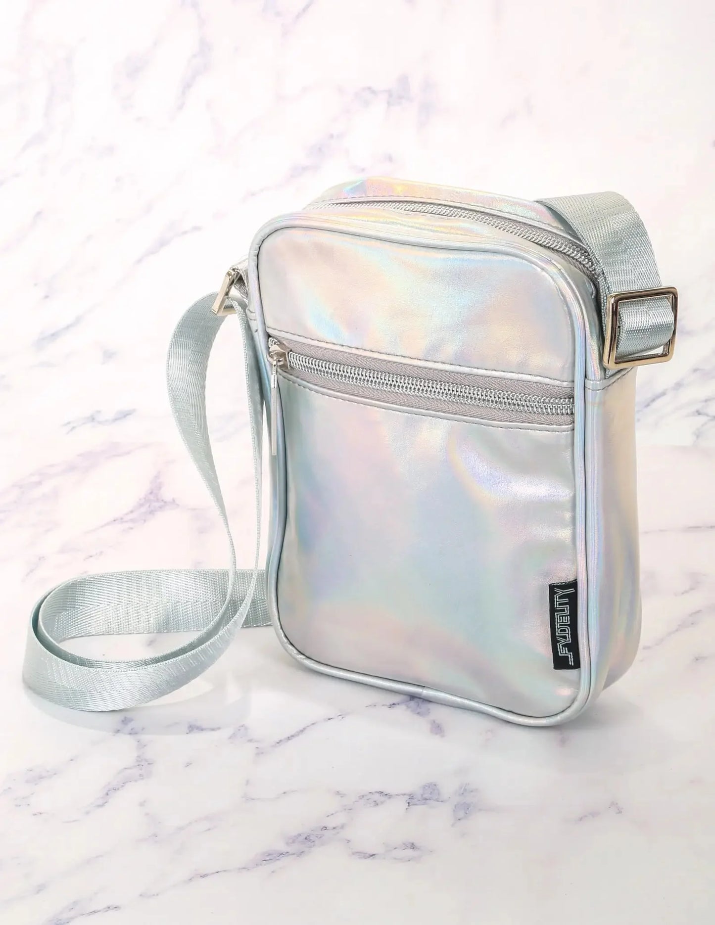 Brick Bag | Festival Crossbody Sidekick Sling | Metallic LASER Silver