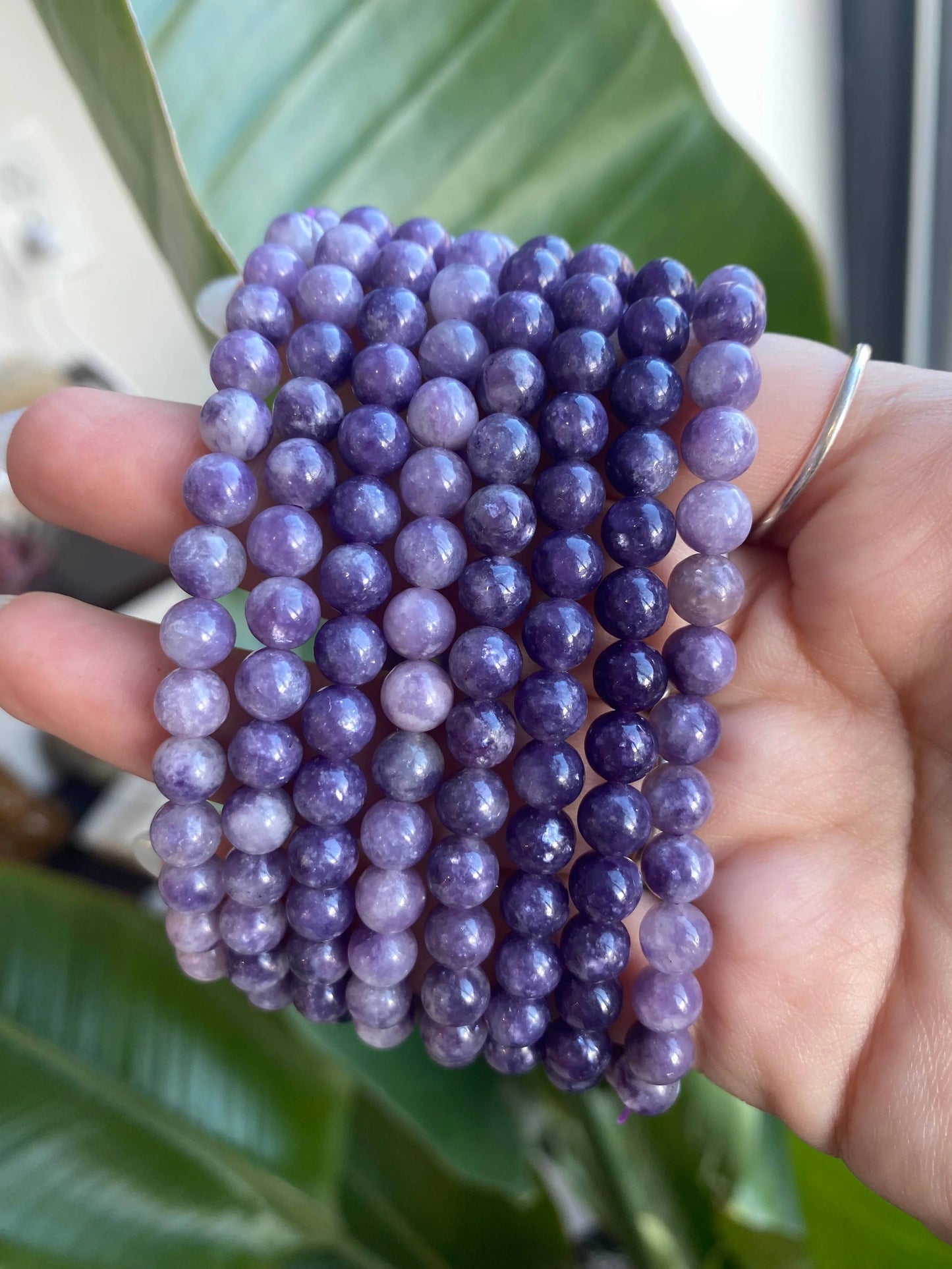 Lepidolite Crystal Beaded Bracelet