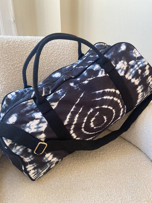 Black Tie Dye Canvas Duffel Weekender Bag