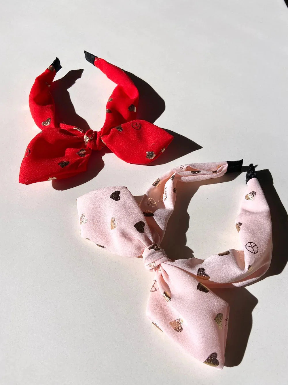 Heart Print Bow Headband