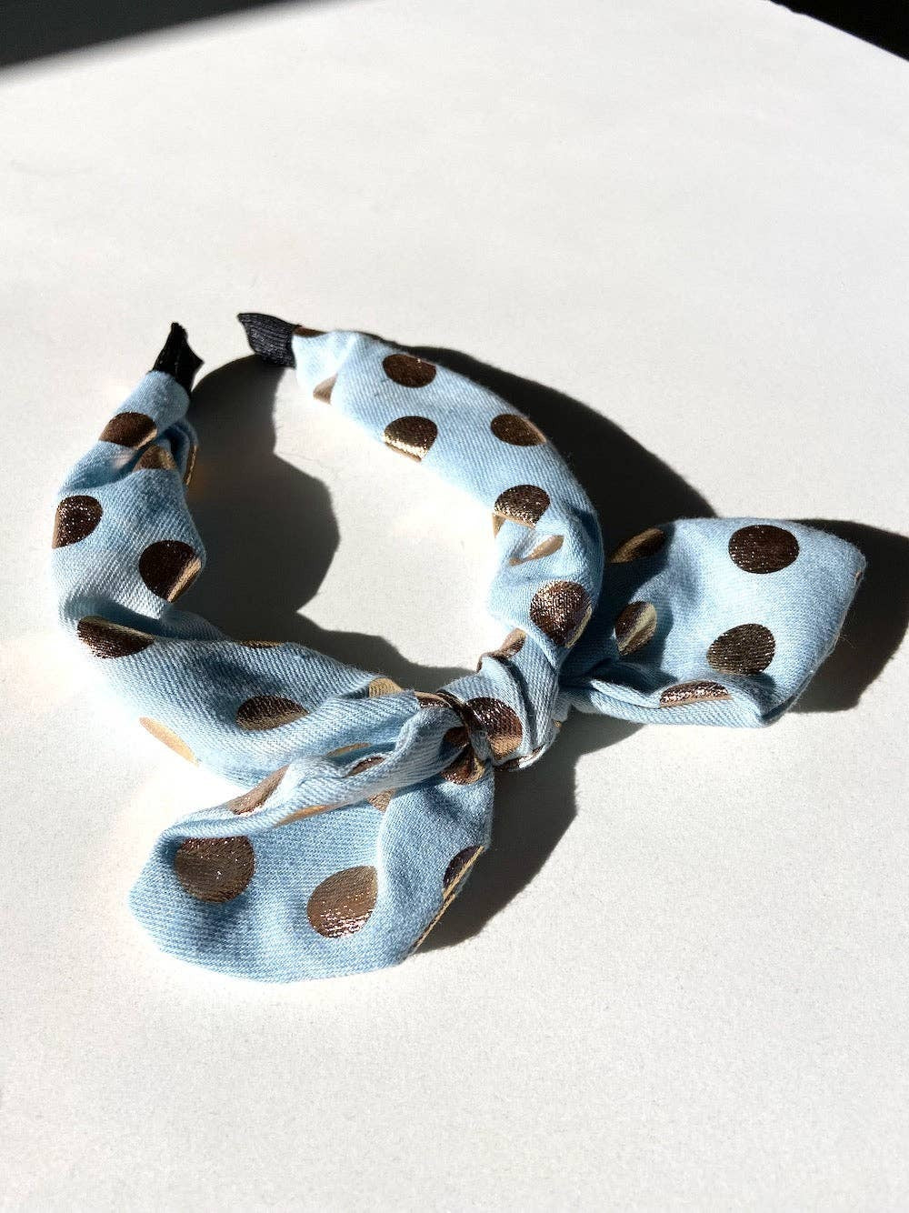 Denim Polka Dot Bow Headband