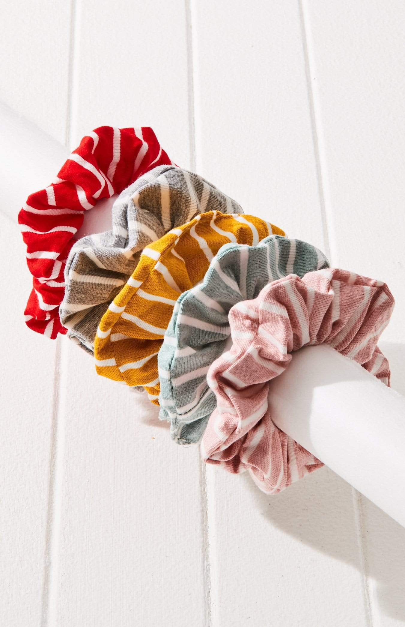 5pc Striped Scrunchie Set MULTI RAINBOW