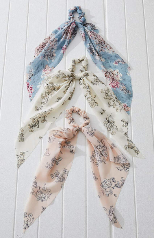 3pc Floral Scarf Scrunchie Set