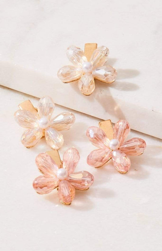 Crystal Daisy Flower Hair Clip 4pc Set