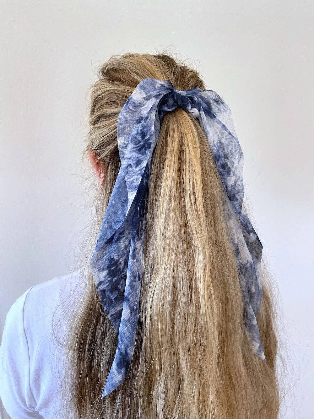 2pc Blue Tie Dye Scarf Scrunchie Set BLUE/NAVY BLUE