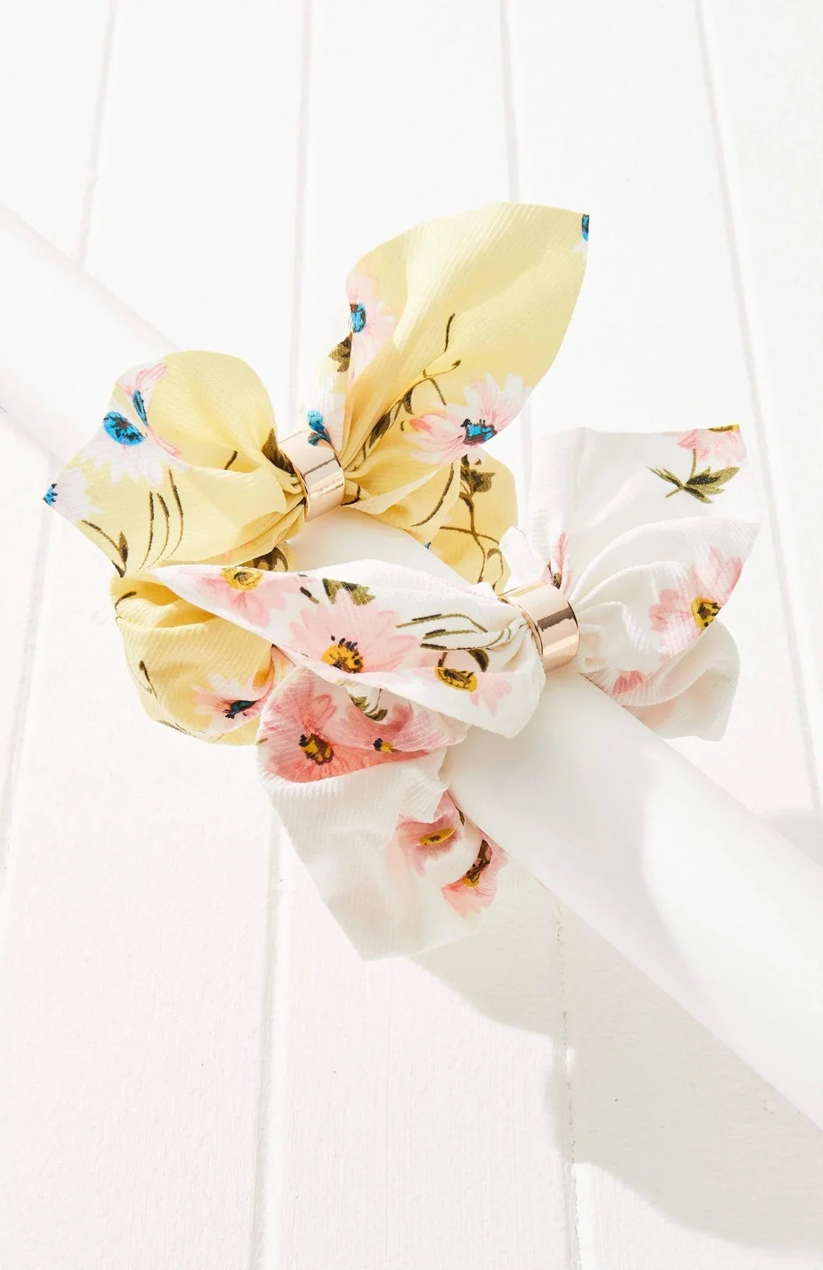 2pc Floral Chiffon Bow Scrunchie duo Set