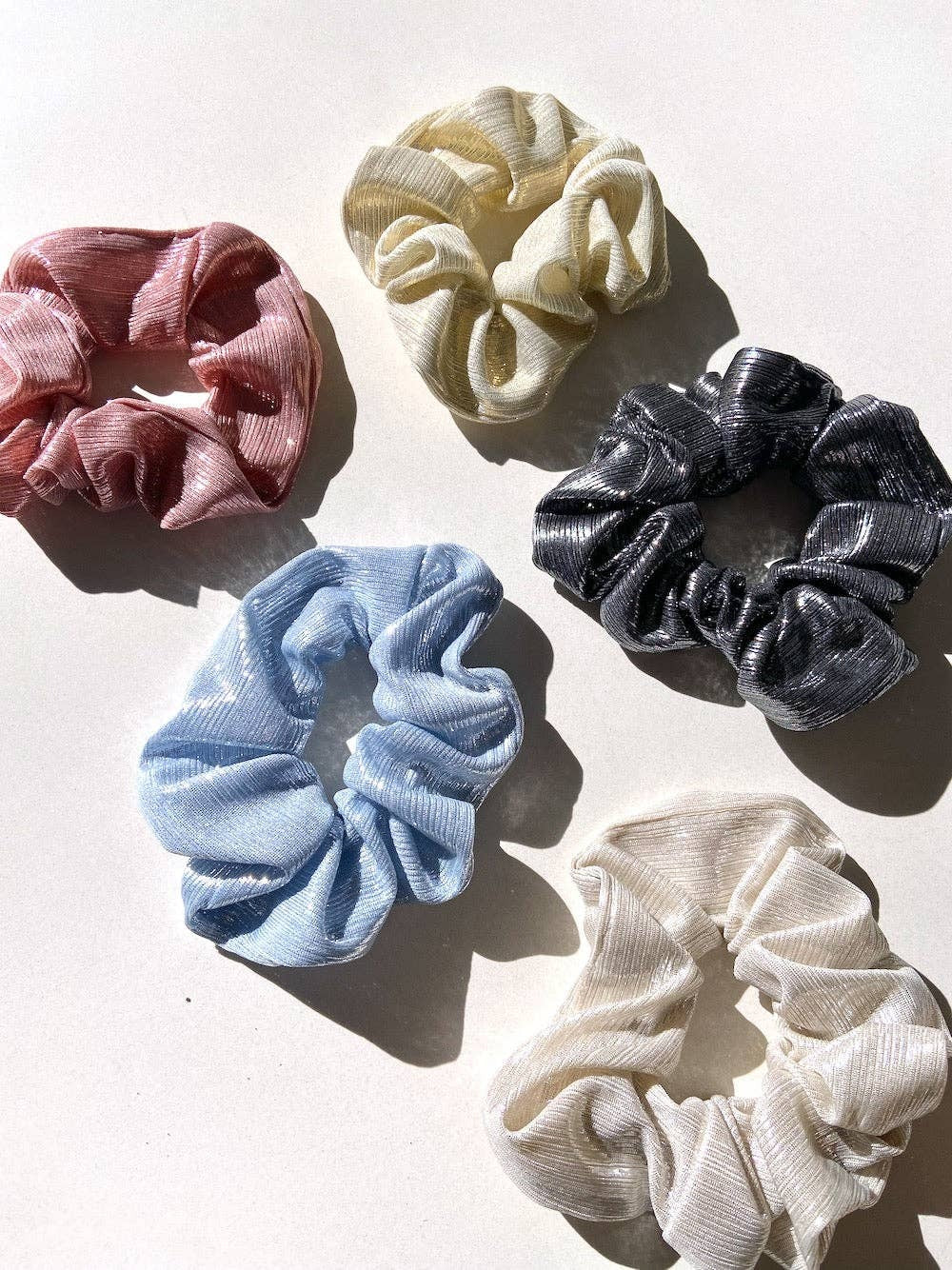 5pc Pearl Shimmer Scrunchie Set