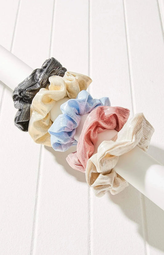 5pc Pearl Shimmer Scrunchie Set