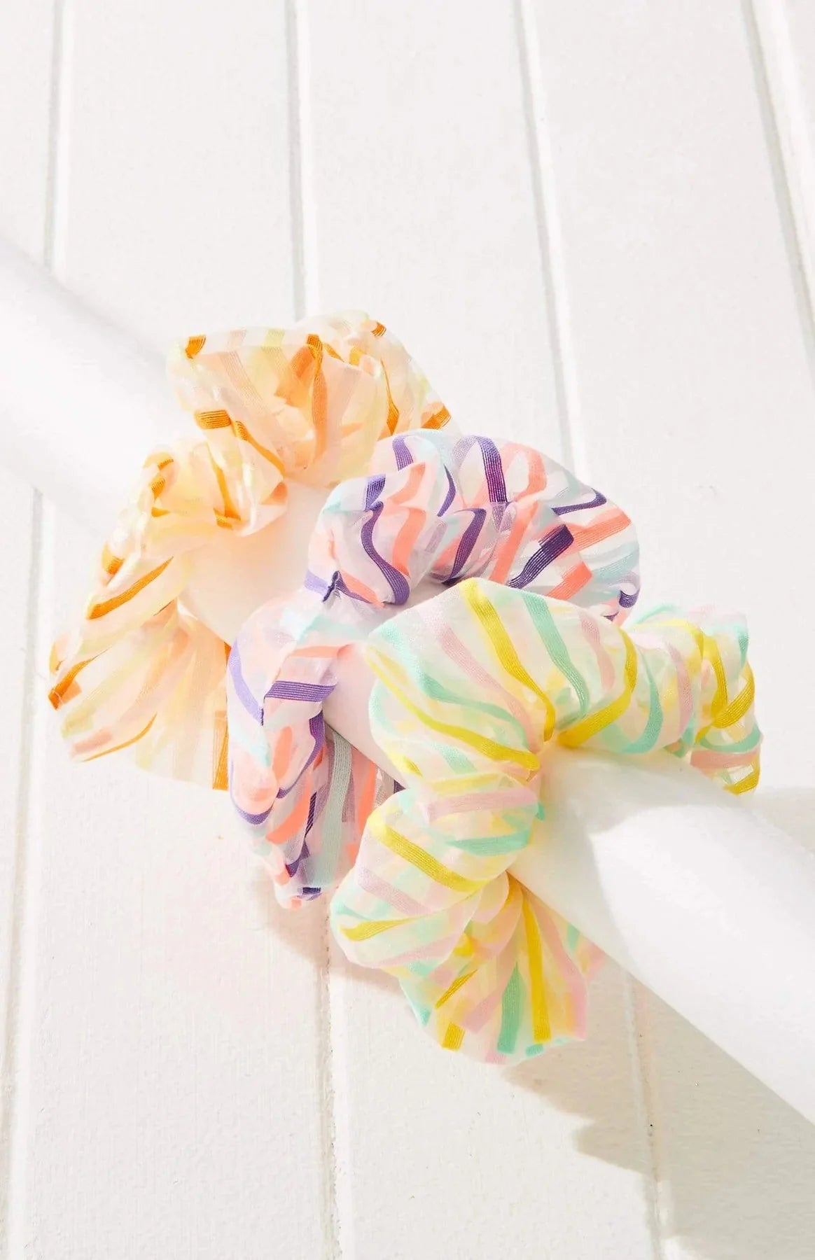 3pc Organza Striped Scrunchie Set