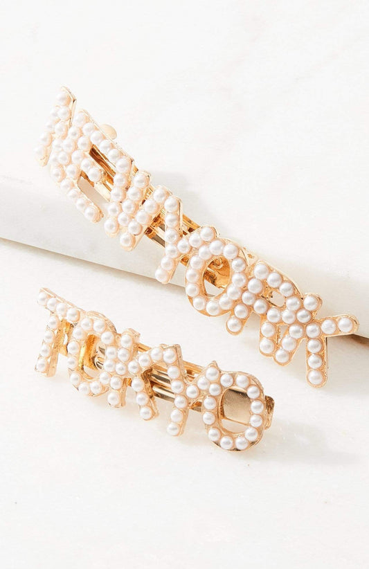 New York Tokyo Pearl Barrette 2pc Set