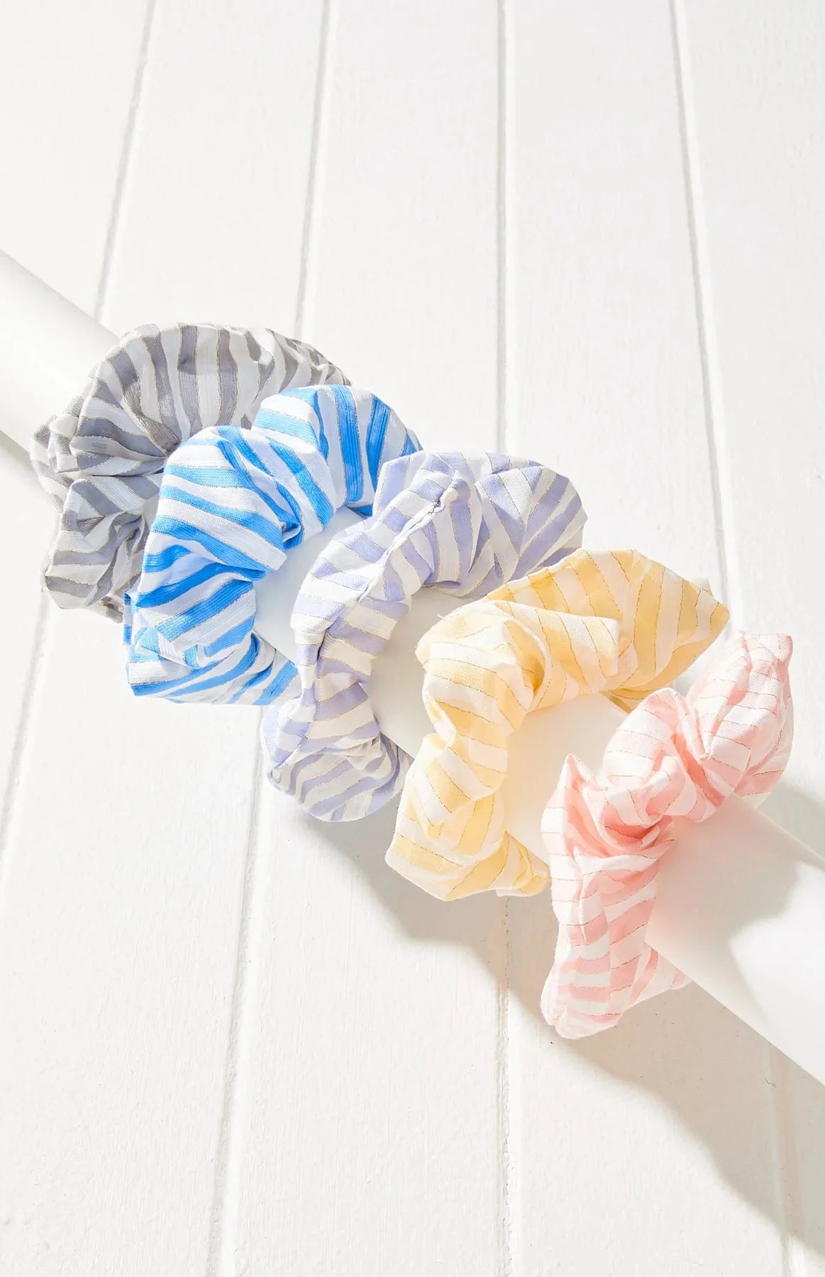 5pc Rainbow Striped Scrunchie Set