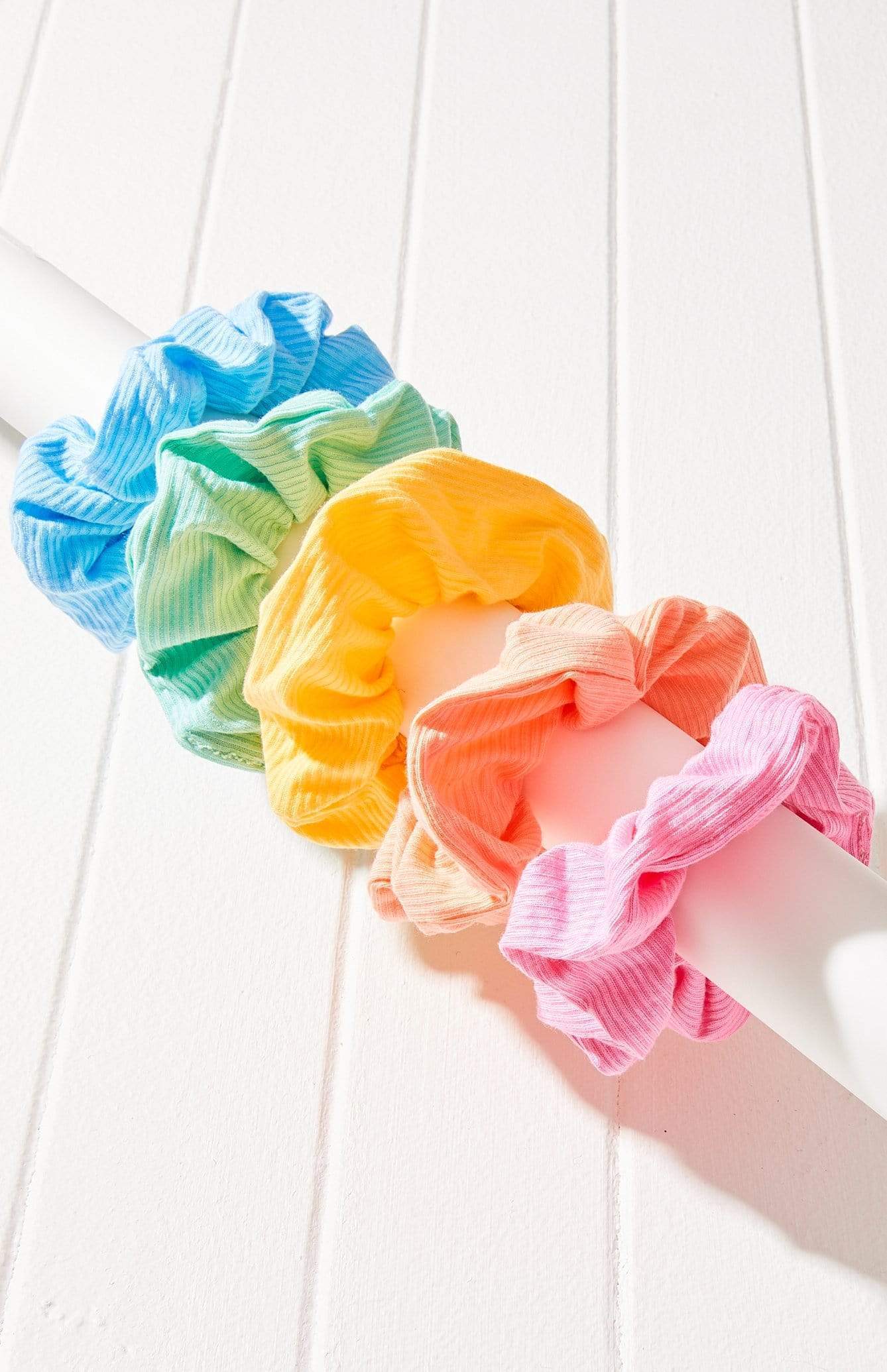 5pc Rainbow Scrunchie Set