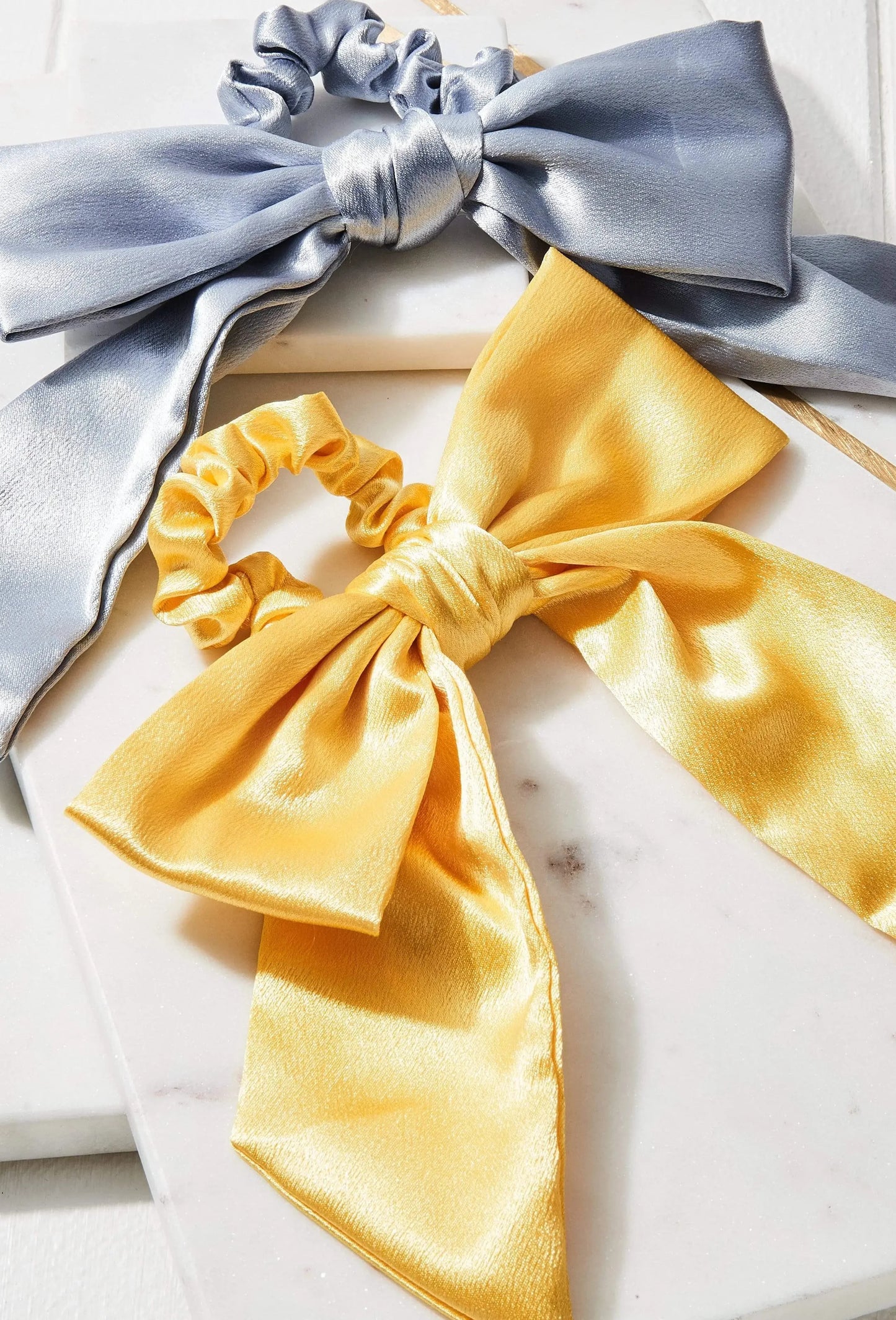 Silk Satin Bow Scrunchies Set 2pc