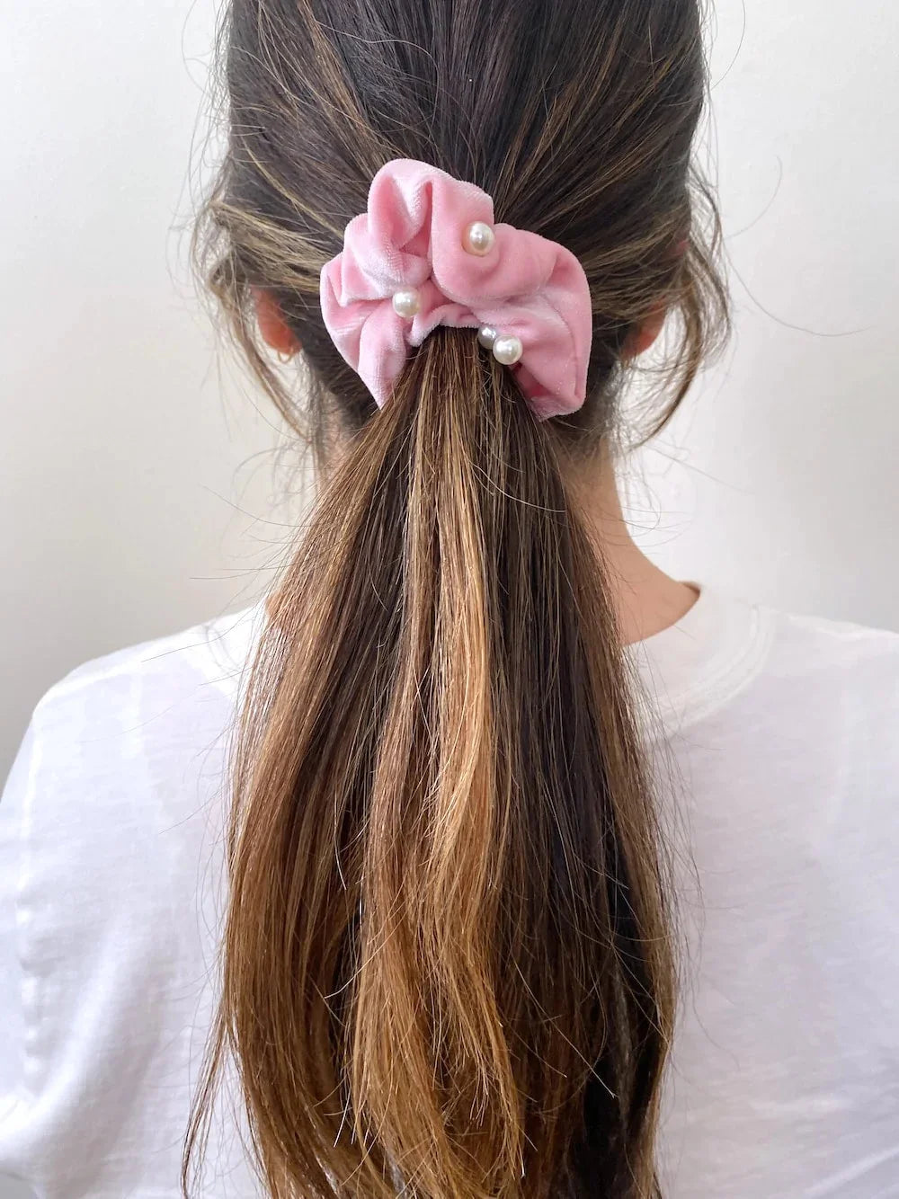 5pc Pink Velvet + Satin Scrunchie Set