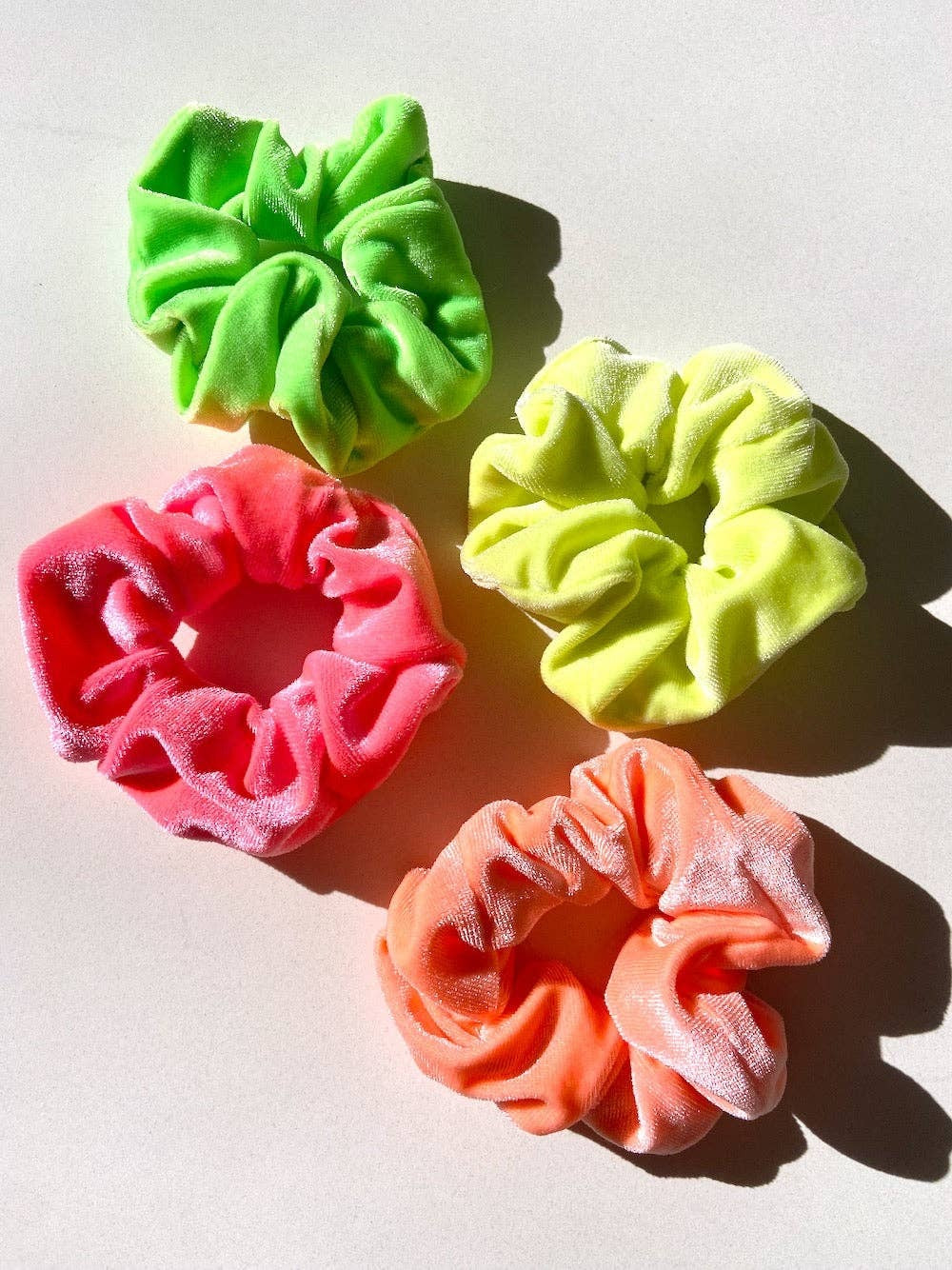 4pc Neon Velvet Scrunchie Set